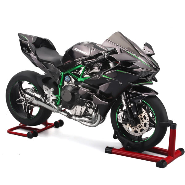 1:6 Kawasaki H2R motorcycle model with engine startup, throttle control, and exhaust spray simulation, die-cast bike, ideal gift for men. - 图片 3